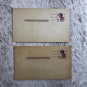 Lot of 2 Vintage US Postal Cards 4¢ Lincoln Purple Horizontal Unused